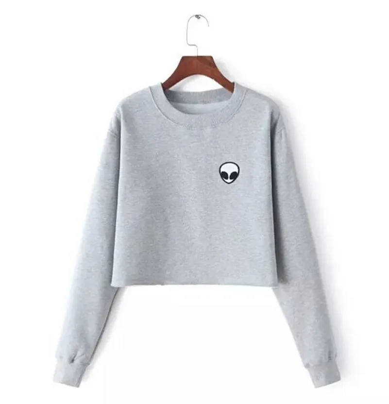 

Alien crop top Hoodies Sweatshirts 2019 Women Casual Kawaii Harajuku new Sweat Punk for Girls Clothing European Tops Korean
