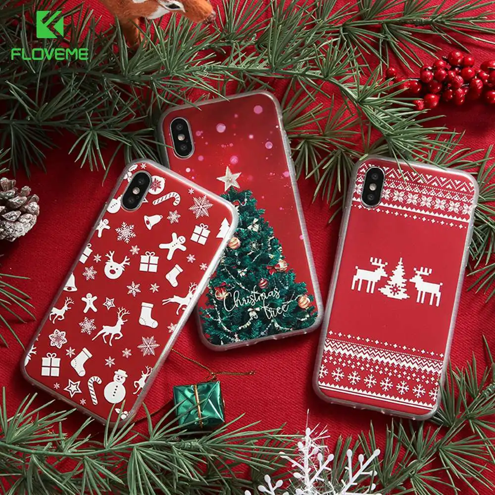 

FLOVEME Christmas Phone Case For iPhone X XS Max XR 10 2019 New Year Cases For iPhone 6 6S 7 8 Plus X Cover Fashion Accessories