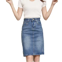 Высокая Талия Джинсовая юбка для женщин Весна и лето мода плюс размер джинсовая юбка тонкая женская сексуальная сумка Юбки До Колена OKXGNZ1827