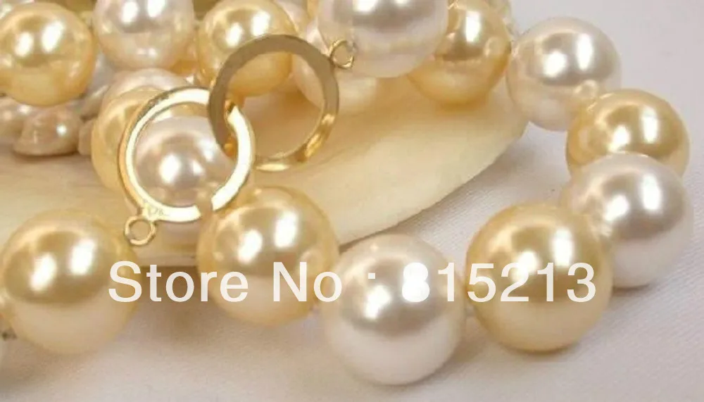 

ddh00474 genuine perfect south sea white + golden shell pearl necklace 14mm 18 inch 28% Discount