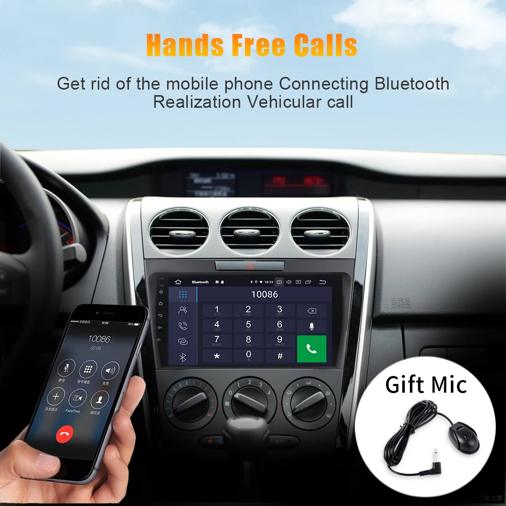 Top Android 9.0 Car 1 din Stereo  for Mazda CX7  with canbus GPS Car Radio Bluetooth 9" IPS Multi Touch Screen 5