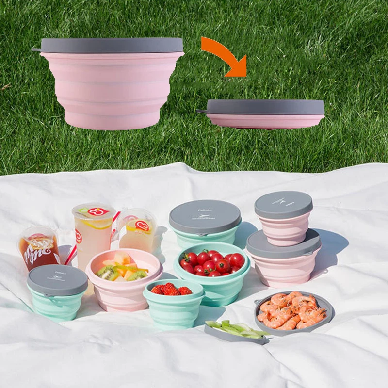 

Collapsible Silicone Bowl with Lid 500ML 1000ML for Outdoor Camping, Hiking and Indoor Home Kitchen, Food-Grade, Space-Saving