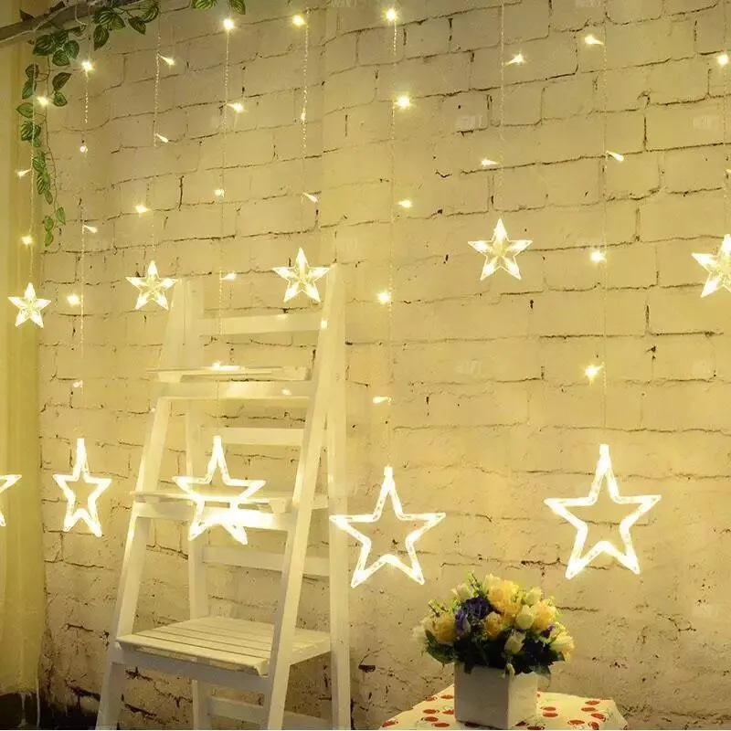 

2.5M Christmas LED Lights AC 220V Romantic Fairy Star LED Curtain String Lighting Strip Holiday Wedding Garland Party Decoration