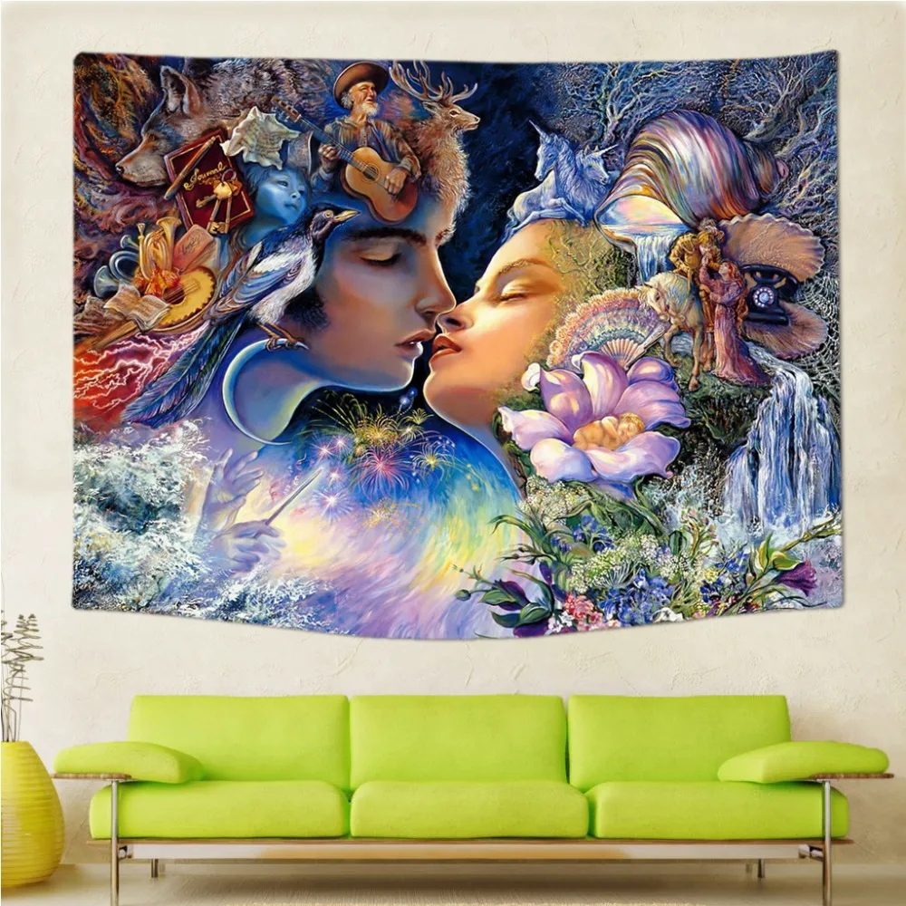 

Josephine Wall Fantasy Heaven Elf Girl Tapestry Wall Hanging 200x150cm Decor Scenic Polyester Curtains Plus Long Table Cover