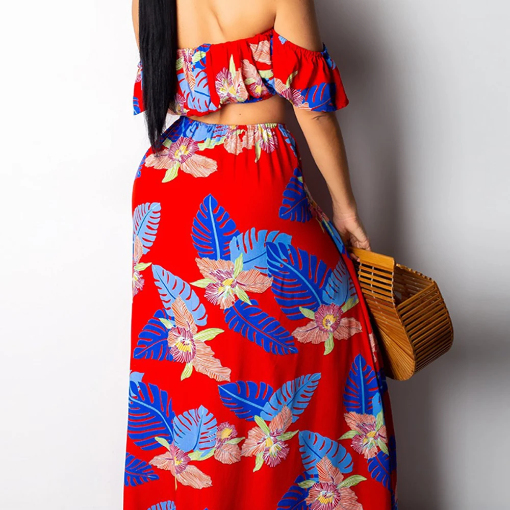 FTGSDLONG Plus Size Sexy Skirt and Crop Top Set Women