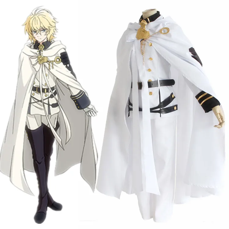 

Seraph of the End Owari no Serafu Mikaela Hyakuya Vampire Military Uniform Cloak Cosplay Costume Halloween Clothing Set