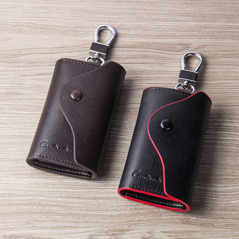 CONTACT'S Men's Genuine Leather Key Wallets Fashion Housekeeper Key Holders Male Keychain Casual Case For Men Rings key case key holder key organizer key purse