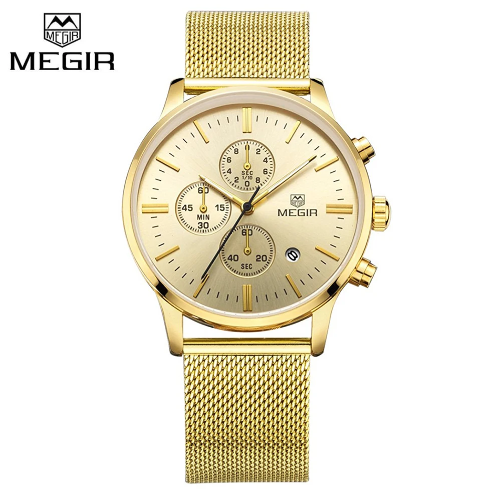 2018 Megir Golden Men Watch Luxury Fashion Business Quartz Watches Calendar Chronograph Analog Wristwatch Clock Man 2011 цена 2018 Megir Golden Men Watch Luxury Fashion Business Quartz Watches Calendar Chronograph Analog Wristwatch Clock Man 2011 цены онлайн