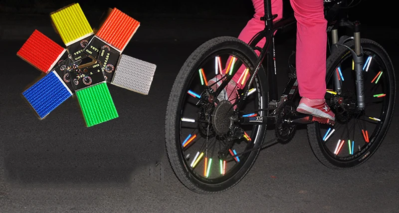 12Pcs Bicycle Mountain Bike Riding Wheel Rim Spoke Mount Clip Tube Warning Light Strip Reflector Reflective Outdoor 75mm (15)