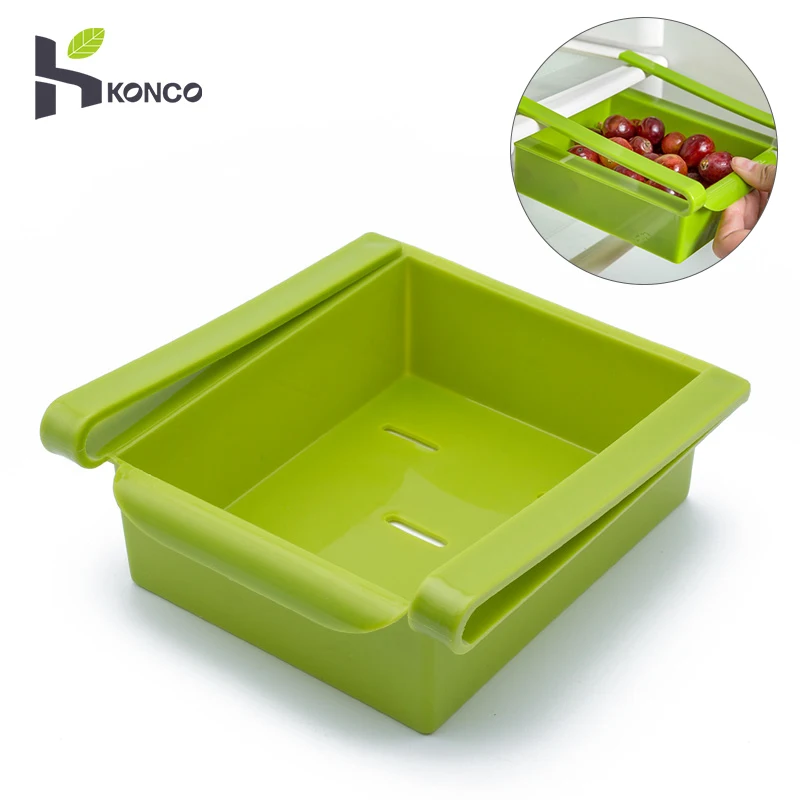 

KONCO Refrigerator Food Organizer ABS Food Box Container 1 Layer Vegetable Fruits Storage Rack Desk Pull-out Drawer