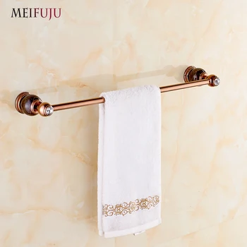 

Luxury Bathroom Accessories Rose GoLD Marble Single Towel Bars Hotel Jade Towel rack Brass Holder Hardware Sets Bath products