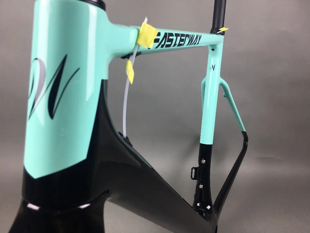 Perfect light blue 2018 TAIWAN FASTERWAY classic carbon road frameset UD weaves carbon bike frame:Frameset+Seatpost+Fork+Clamp+Headset 183