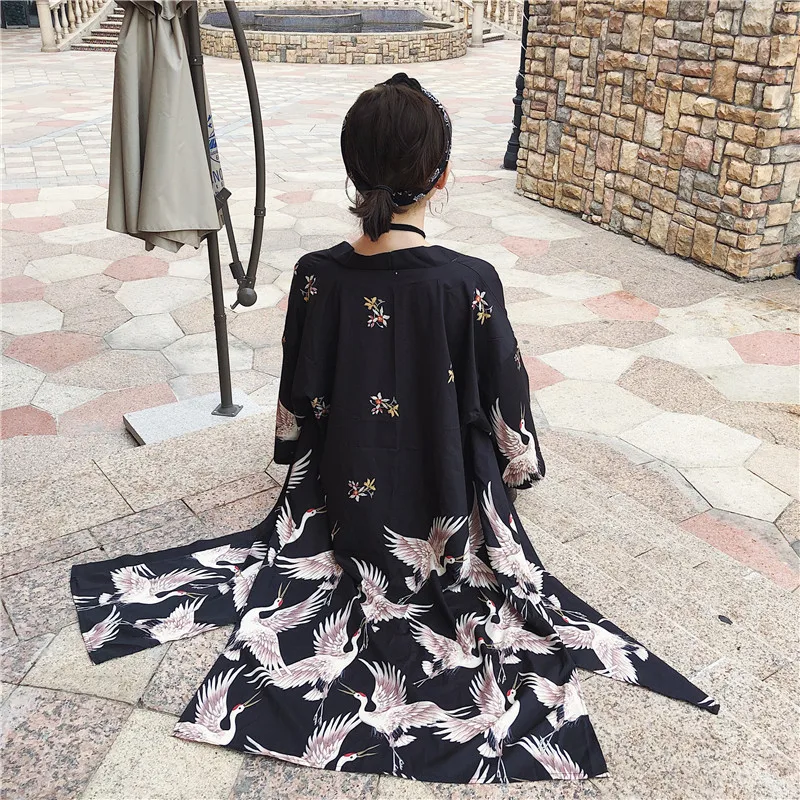 Японское кимоно Yukata кардиган пляжное платье Купальник для женщин с длинным рукавом Haori кимоно пляжное платье Пляжная одежда Парео Плайя