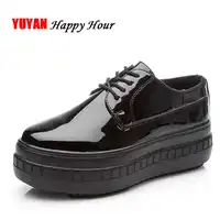 New Fashion Shoes Women Flat Platform Shoes Round toe Soft Leather Height Increasing Shoes Womens Brand Footwear Sweet ZH2443