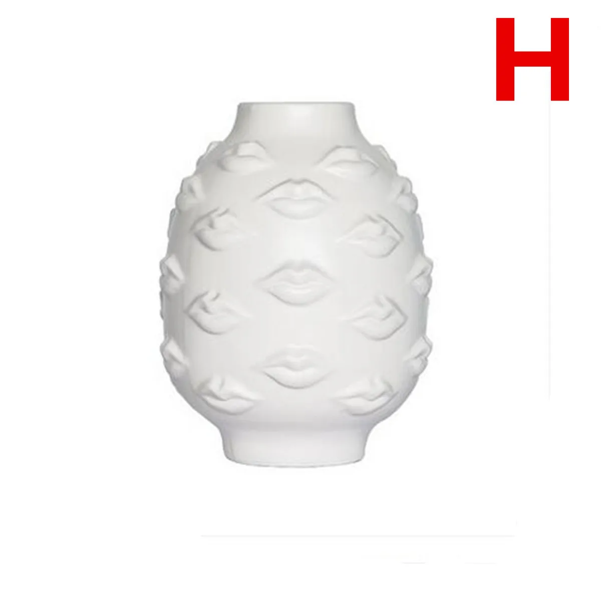 Керамическая абстрактная ваза, белые вазы с человеческим лицом, декоративная фигурка для комнаты, скандинавские минималистичные вазы в форме головы, цветочный орнамент - Цвет: H