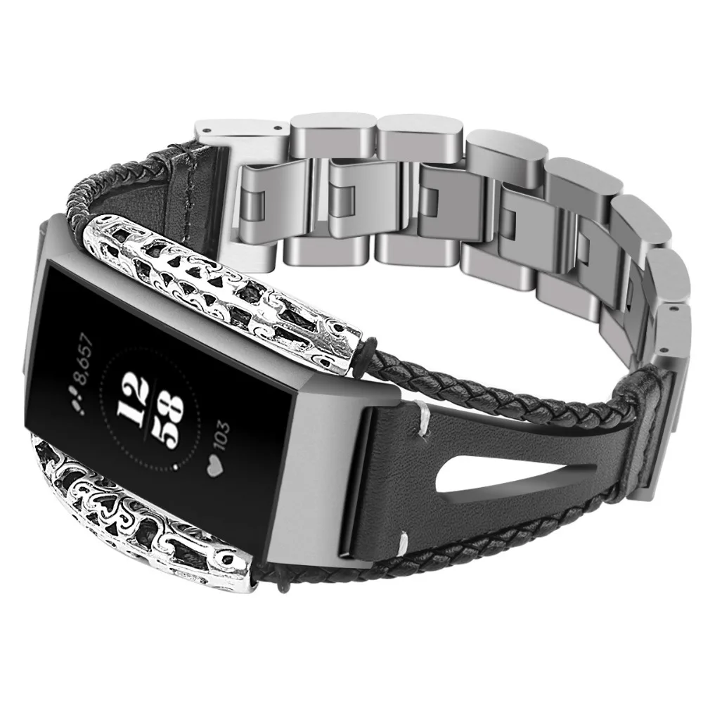Нержавеющая сталь для Fitbit Charge 3 Band сменный кожаный ремешок для Fitbit Charge 3 Band ремешок из розового золота ремешок для часов
