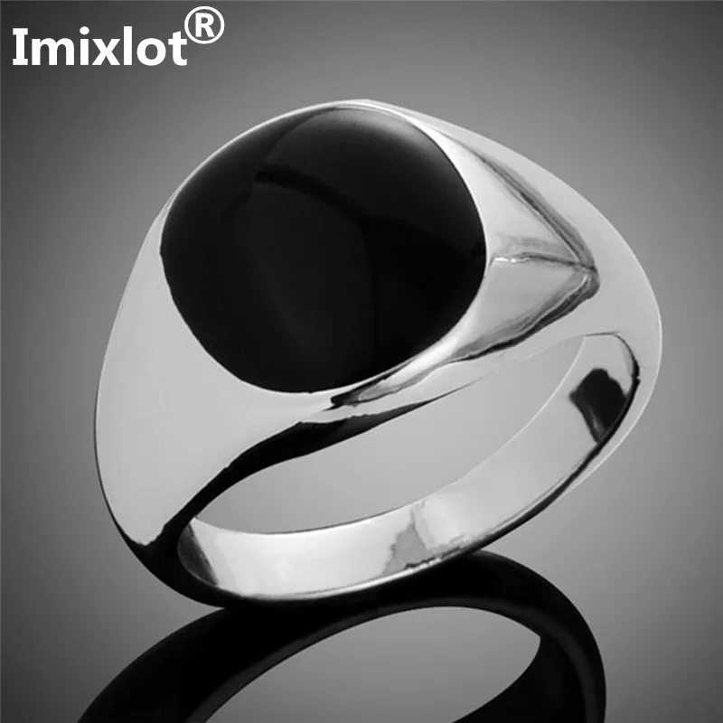 Imixlot черный круглый глянцевые металлическое кольцо для Для мужчин и женщин