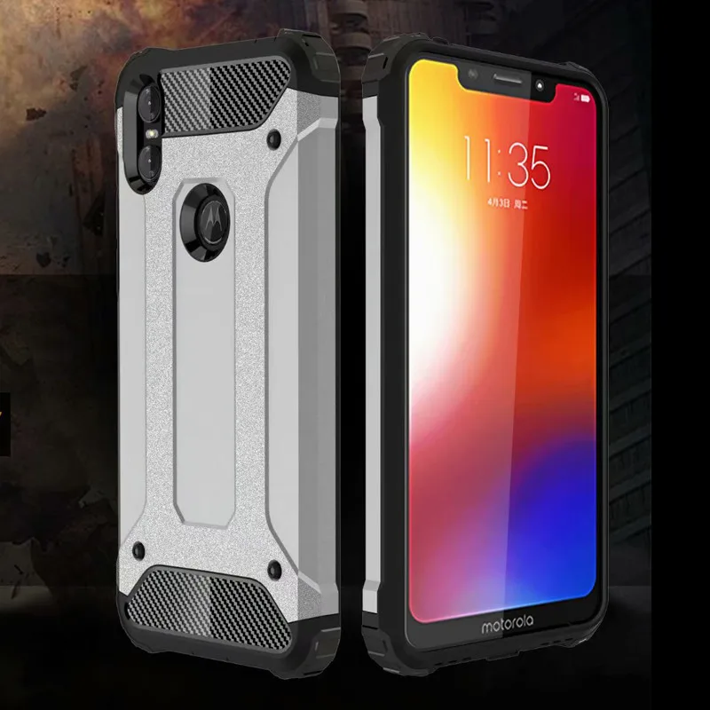 

Soft Silicon + PC Hard Armor Anti-knock Back Cover Case For Motorola Moto P30 Play