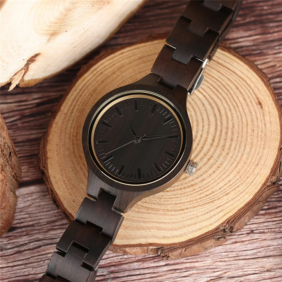 Nature Womens Wooden Wrist Watch Ladies Creative Full Wood Watch Fashion Bracelet Trendy Bamboo relogio feminino 5