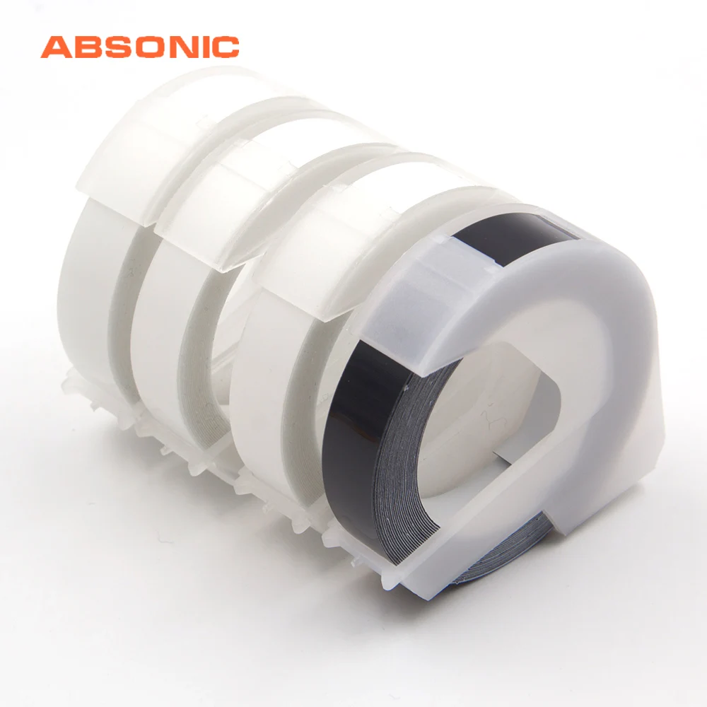 Absoonic 4 шт 9 мм пластиковые прозрачные черные 3D тиснение этикетки ленты для