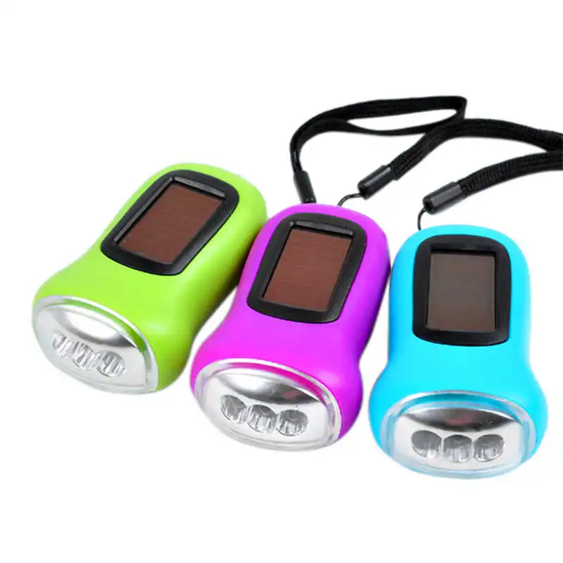 3LED Ручной Динамо + Солнечный мощный светодиодный фонарик Перезаряжаемый для