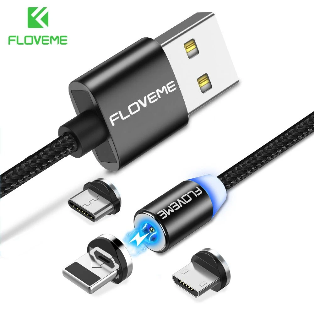 Магнитный USB кабель FLOVEME 1 м СВЕТОДИОДНЫЙ зарядный Micro для телефонов iPhone X 7 6 5 Samsung