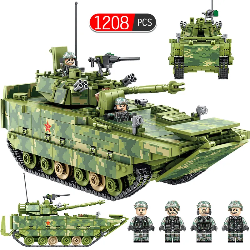 

Military Amphibious Infantry Fighting Vehicle Tank Building Blocks Compatible Legoed WW2 City Police Figures Bricks Kids Toys