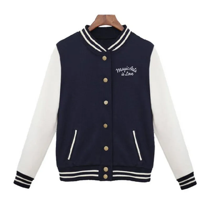 

Autumn College Style Color Matching Baseball Uniform Cardigan Women Sweater Coat Winter Jacket Female Sweatshirt Plus Size Pink