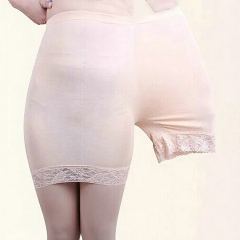

2PCS/LOT Plus Size Summer modal Safety Short Pant Elastic Anti Chafing Lace Thigh Sock Middle Waist Safety Shorts Underwear