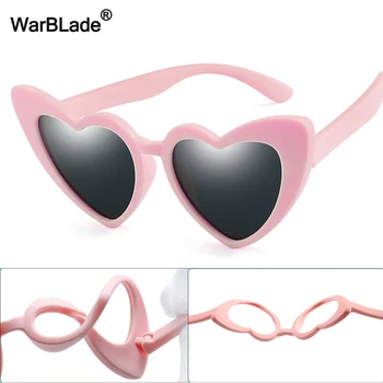 

Cute LOVE Heart Shapes Children Sunglasses Baby Kids Polarized Sun glasses Flexible Soft Rubber Frame Boy Girls Glasses with box