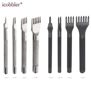 Пробойник для кожи Diamond Cut укол Утюг кошелек сумки DIY ремесла Инструменты 3/4 мм расстояние, 1/2/4/6 зубец для приспособление для проделывания дырок при шитье комплект Наборы - изображение