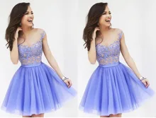 A Line tulle font b Cocktail b font font b Dress b font O Neck Sleeveless
