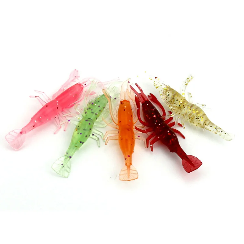 

1Pcs Luminous soft lure 5 colors transparent shrimp 3.65g 8cm artificial pesca baits noctilucent fishing lures YE-282