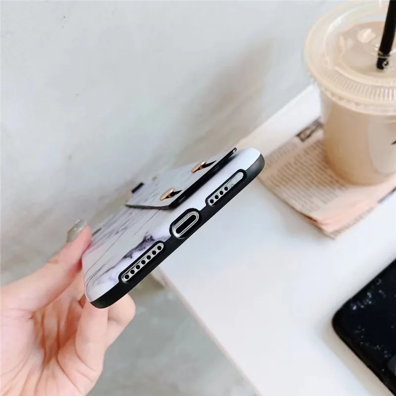 Retro Wrist Strap Phone Case for iPhone XS MAX Case for iPhone X XR 6 6S 7 8 Plus Case Luxury Matte Marble Patterned Back Cover 08