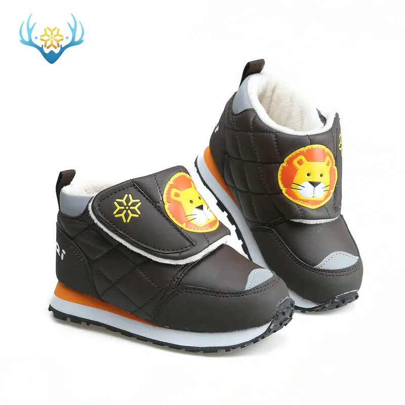 

Kids winter boots late autumn boot little girl boy short style warm shoe fur insole cute animal pate design colorful free shippi