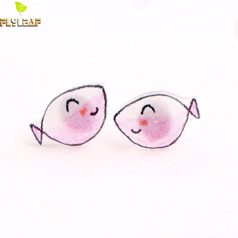 

Flyleaf Brand 100% 925 Sterling Silver Hand Drawn Cartoon Fish Stud Earrings For Women Cute Style Girl Gift Jewelry