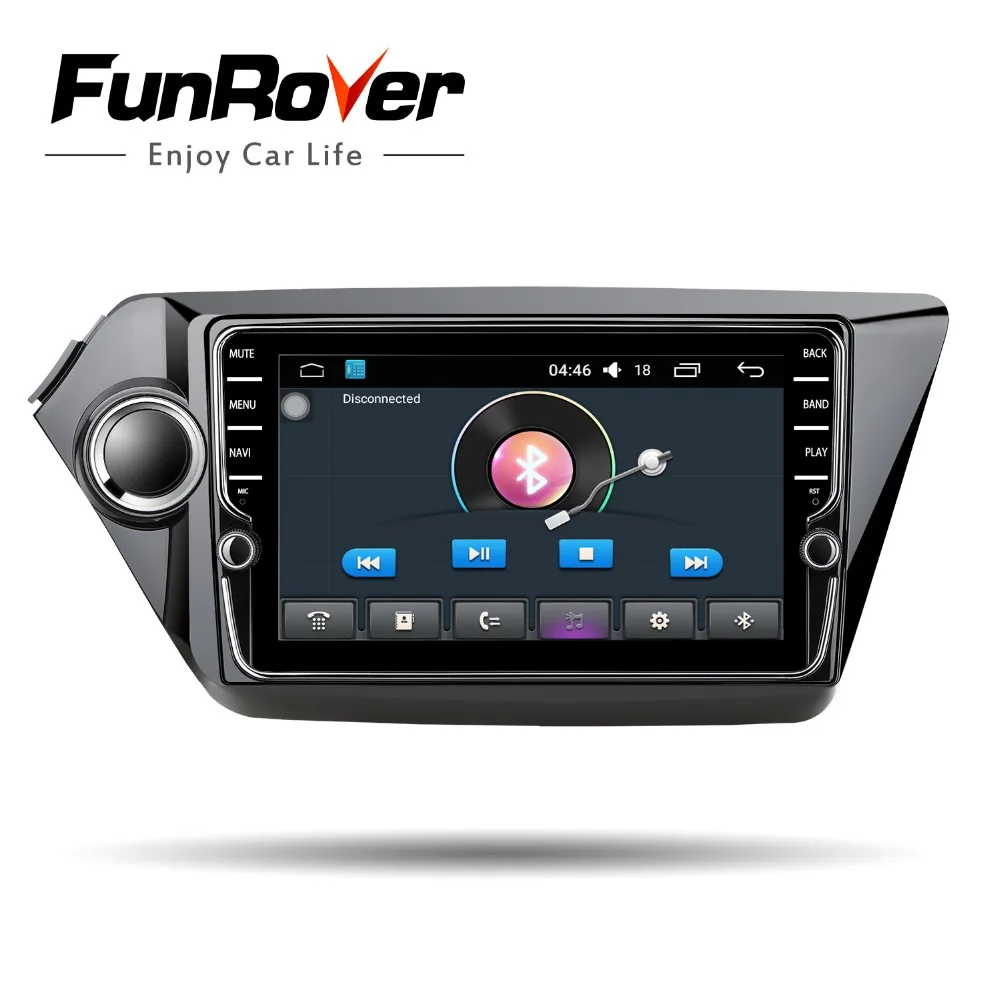 Discount Funrover IPS android 8.0 car dvd radio gps for kia k2 rio 2010 2011 2012 2013 2014 2015 2016 navigation Car Multimedia Player 2G 3