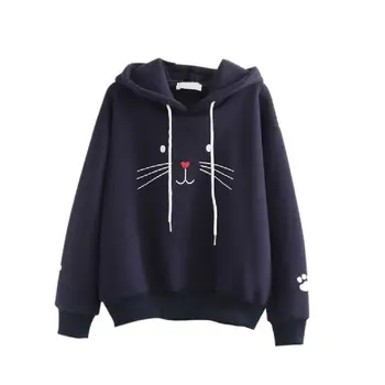 

New Harajuku Women Hoodies Sweatshirt Kawaii Winter Cat Pattern Long Sleeve Pullover Hooded Sweatshirts Over Size Hoodie Y3