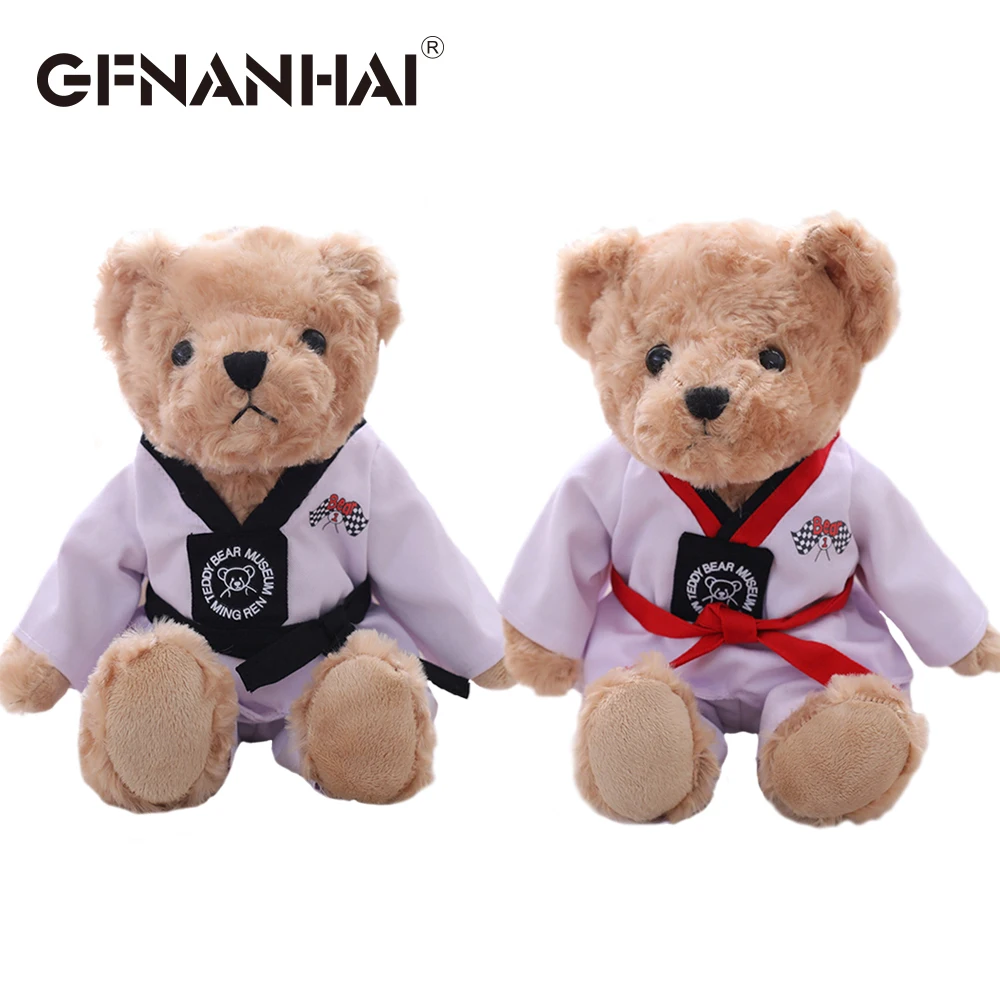 

1pc 30cm cute couple Taekwondo bear plush toy stuffed soft kawaii animal Teddy bear dolls children kids girls birthday gift