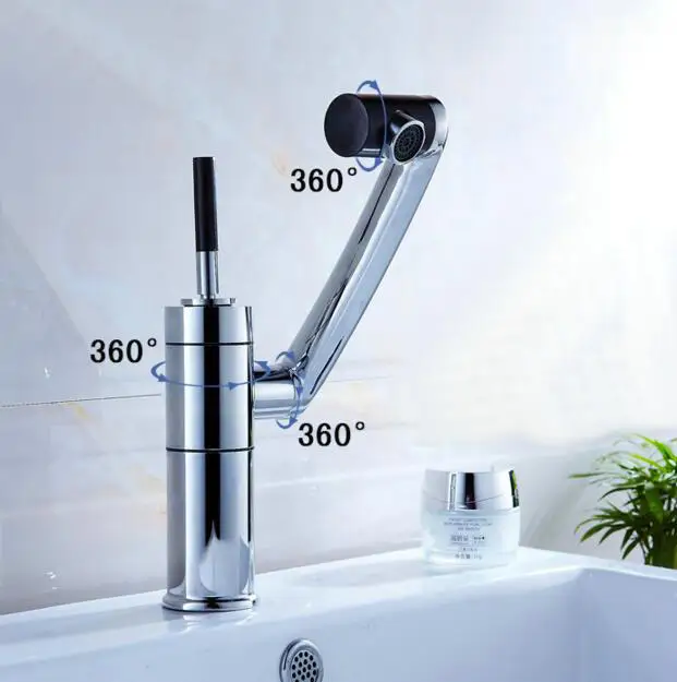 

Lucky Cat style bathroom faucet chrome finish 360 rotate spout single hand bathroom basin hot and cold mixer tap ML-2740
