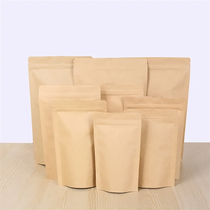 kraft stand up zipper pouch bags 500pcs/lot Zipper Brown Kraft aluminizing pouch,Stand up kraft paper aluminium foil bag ...