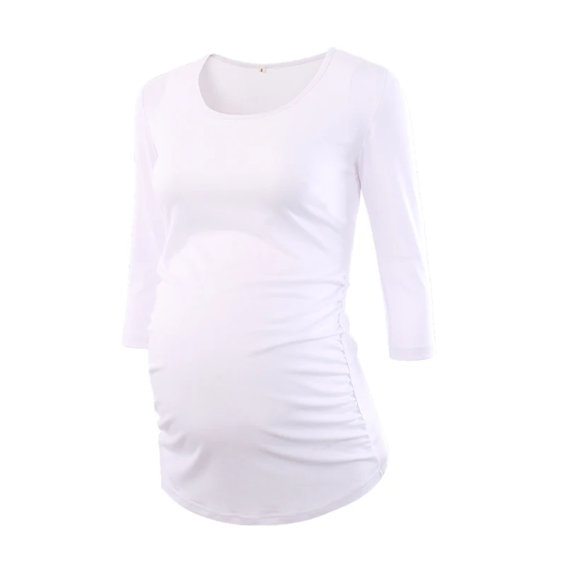 Женская блузка для беременных, рукав 3 четверти, с рюшами по бокам, топ, Одежда для беременных, топы, женская одежда, блузы для беременных, ropa mujer