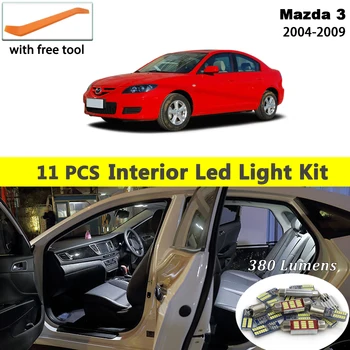 

11 Pcs White Canbus led Car interior lights Package Kit for Mazda 3 2004 2005 2006 2007 2008 2009 led interior Dome Trunk lights