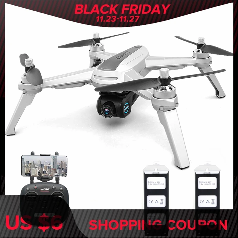 

JJRC JJPRO X5 Brushless RC Drone GPS 5G WiFi FPV 1080P Camera Smart Follow Mode Quadcopter Professional with two batteries