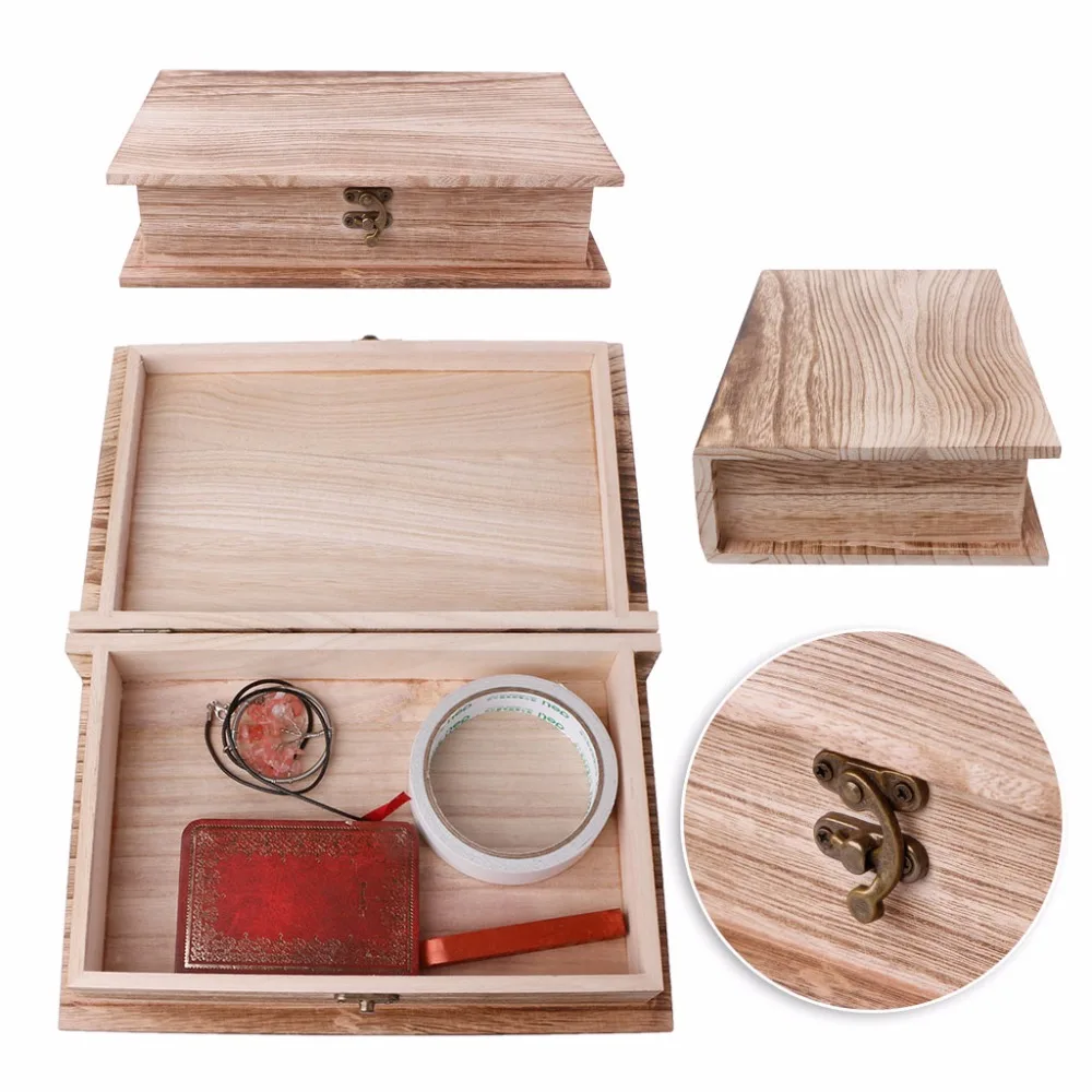 1 шт. деревянная запирающаяся коробка в форме книги|lockable box|organizer storage boxstorage box |