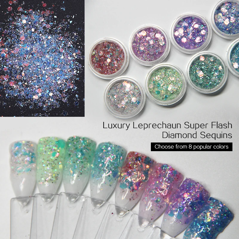 

Bukio Fashion Colorful Nail Glitter Fine Laser Enamel Sequins Design Nail Art Selected From 8 Popular Small Fragments Nail Art