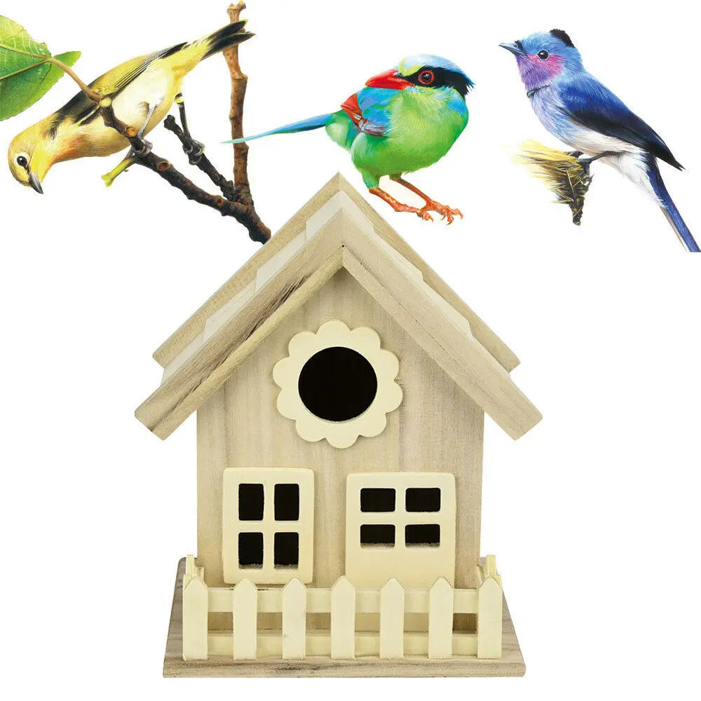 

House Shape Box Bird nest Decoration Creative Wooden Birdhouse Breeding Accessories Practical New High quality