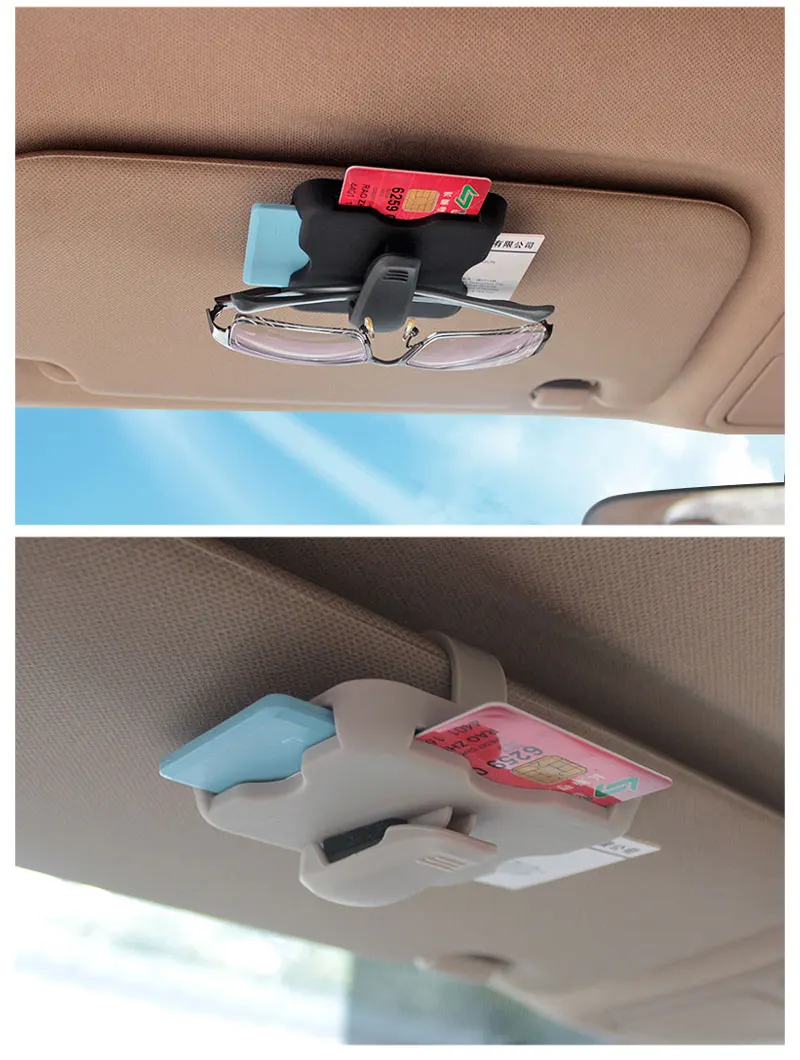 Car Sunglasses Holder Sun Visor Clips Card Organizer Bags Sun Glasses Case Box Stowing Tidying Storage Interior Car Accessories (10)
