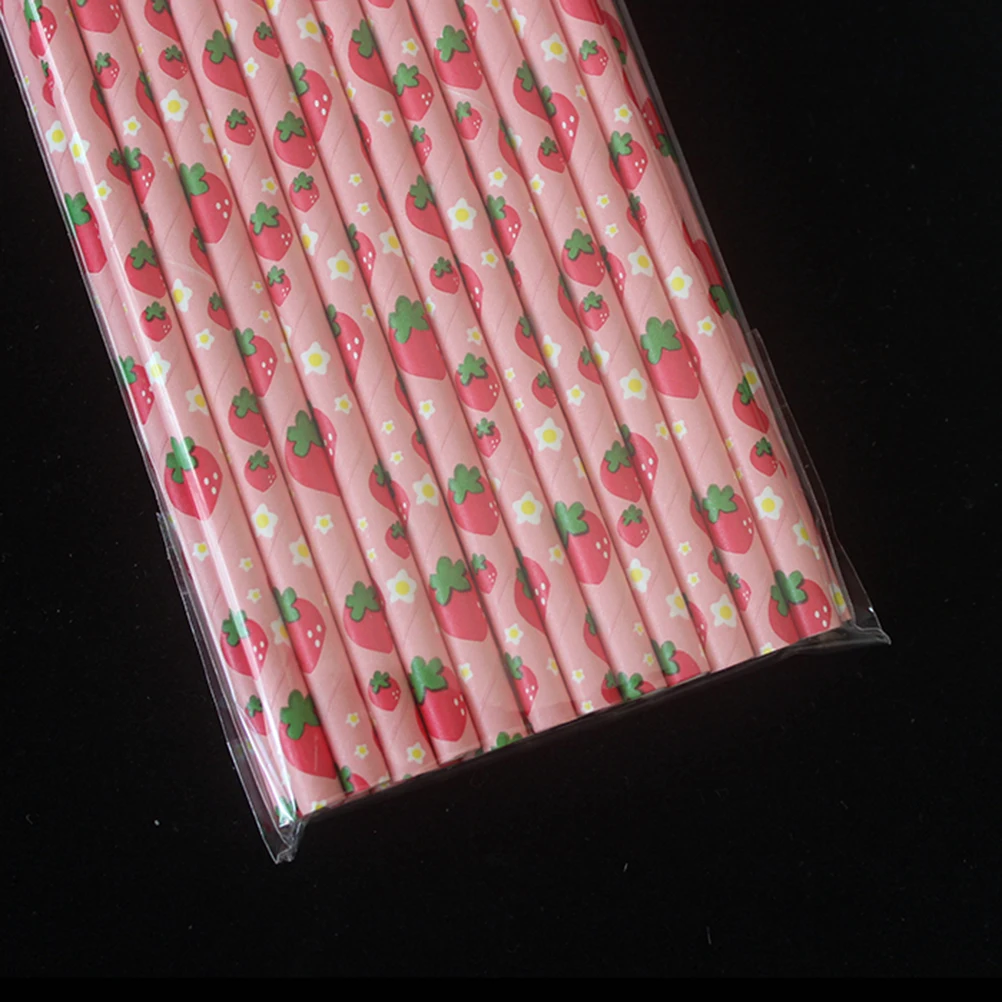 100 шт бумажные соломинки разлагаемые фруктовые узорные одноразовые Коктейльные соломинка для коктейлей бумажные пипетки вечерние украшения