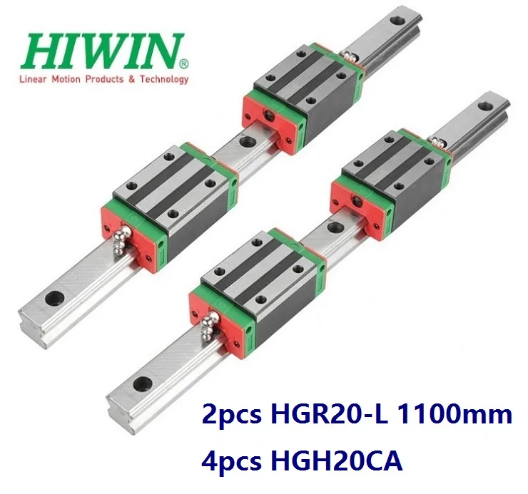 

100% оригинальный новый Hiwin HGR20 -L 1100 мм линейная направляющая/рельса + 4 шт. HGH20CA линейные узкие блоки для маршрутизатора с ЧПУ, 2 шт.